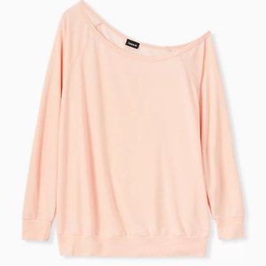 Torrid Light Pink Terry Off-Shoulder Sweatshirt